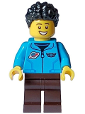 LEGO cty1583 Male - Dark Azure Jacket, Dark Brown Legs, Hearing Aid, Black Hair